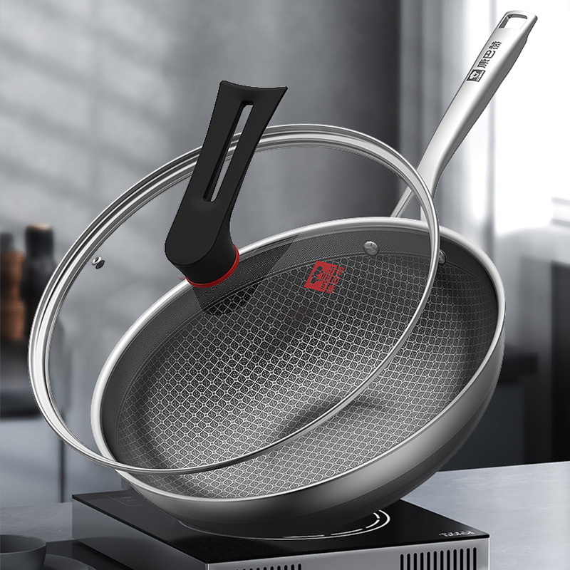 康巴赫轻享304不锈钢不粘锅炒锅平底家用炒菜锅