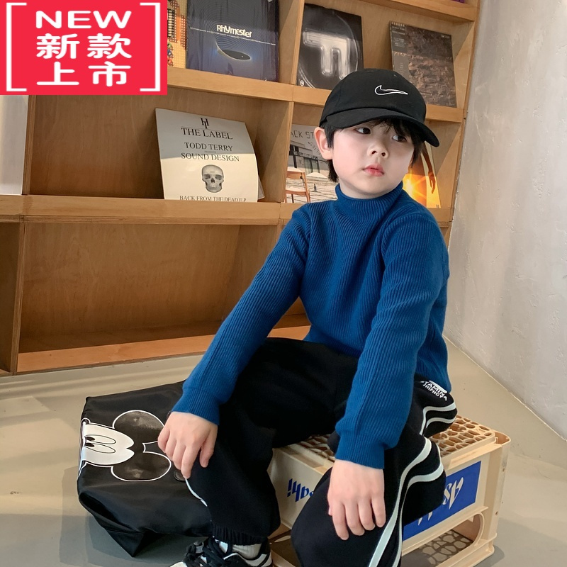 可莉允儿童秋冬装新款男童针织毛衣立领韩版中小童打底2022潮装
