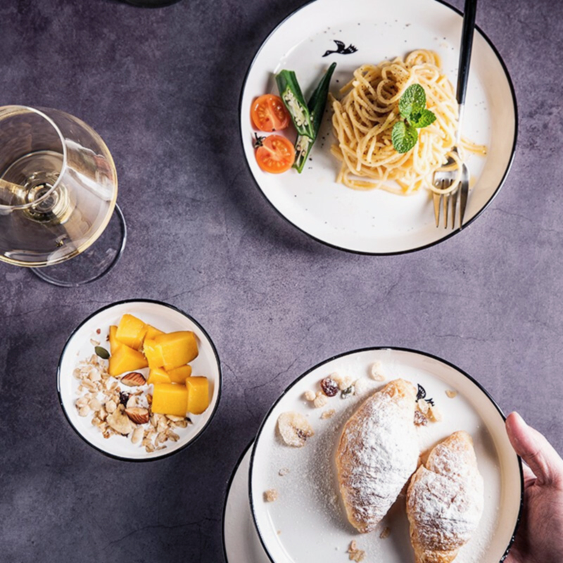 ijarl亿嘉IJARL 家用中式陶瓷餐具饭碗单个面碗汤碗大号吃饭商用沙拉碗阿米亚 3.5英寸味碟 飞鸟高清大图