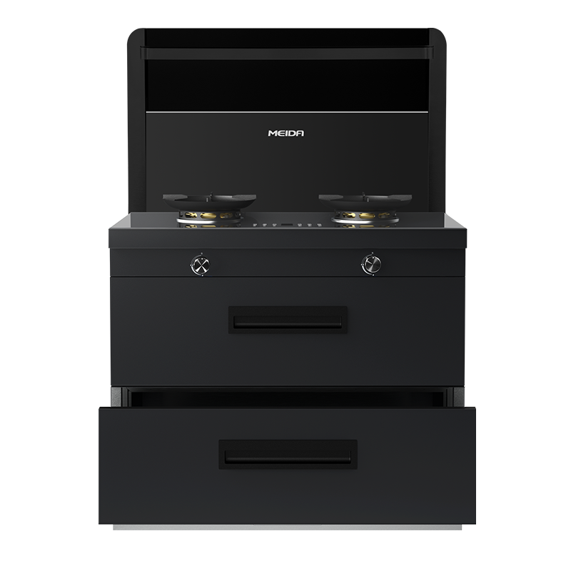 美大MEIDA二星消毒柜集成灶X80-A 智慧双变频 恒温置物台 智能触控 自清洁,钢化玻璃面板 烟灶套装 天然气高清大图