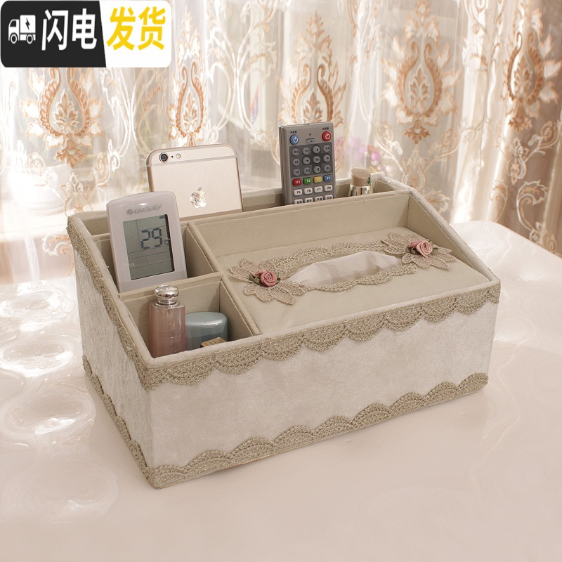三维工匠欧式多功能纸巾盒客厅抽纸盒创意家用茶几遥控器收纳盒简约纸抽盒高清大图