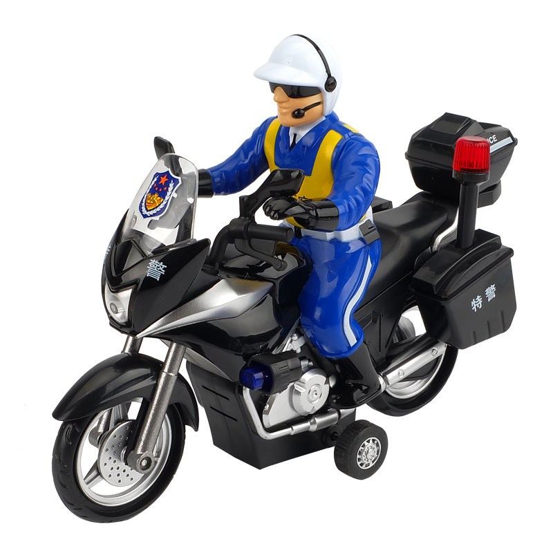 合金仿真声光摩托车儿童玩具警察巡逻摩托金属回力模型仿真小模型