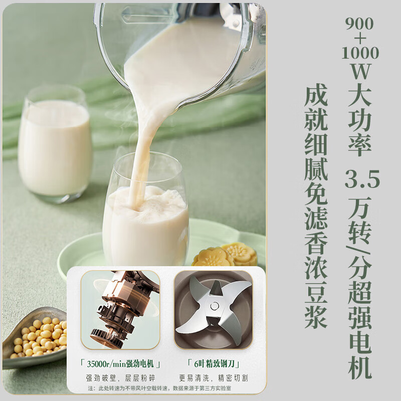九阳(Joyoung)破壁机 轻音舱43分贝1.5升低音破壁机家用豆浆机 柔音降噪榨汁机料理机辅食机 L15-P919