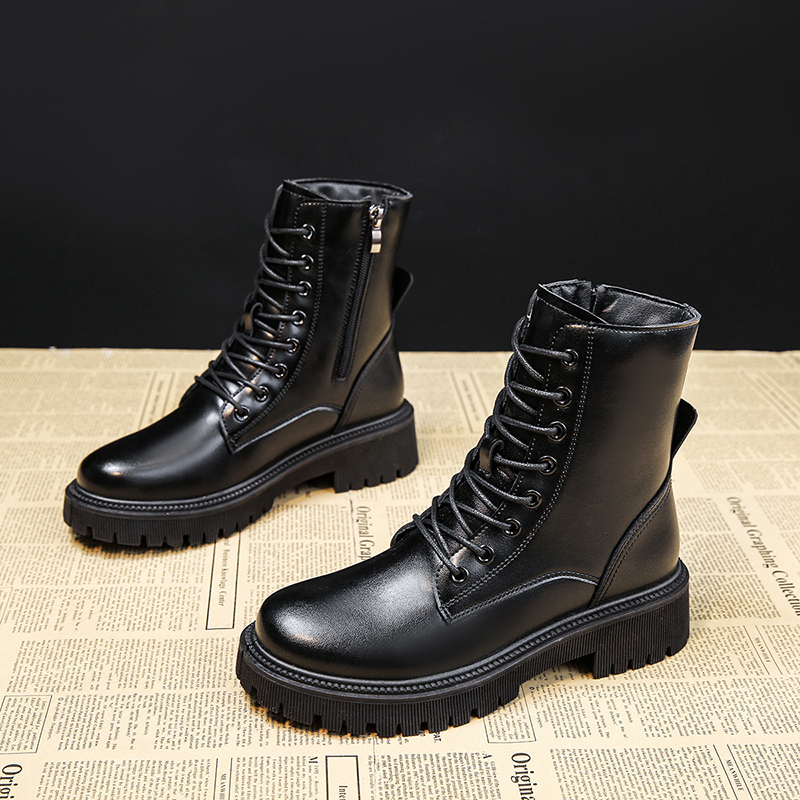 木林森mulinsen女鞋女士马丁靴子女新款鞋子春秋单靴百搭增高厚底秋冬