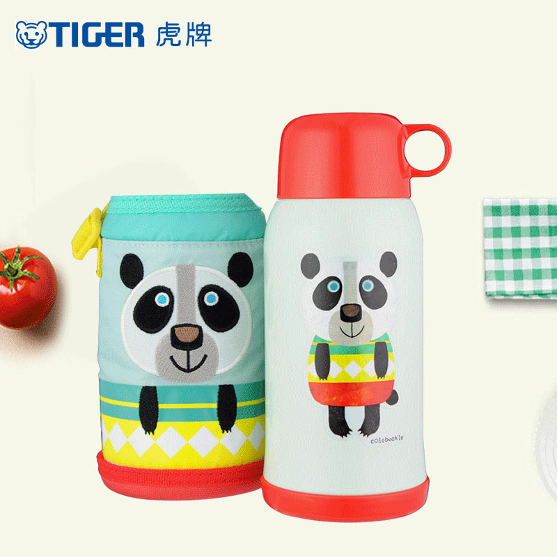 虎牌(tiger)儿童真空保温杯儿童卡通保温杯卡通熊猫款保温保冷杯杯盖杯经典款 MBJ-C06C-CP 600ML高清大图
