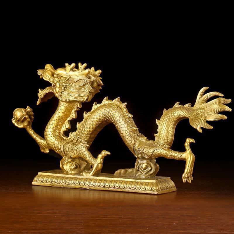 家柏饰(CORATED)铜龙摆件铜龙工艺品大号生肖龙青龙酒柜办公室桌装饰品高清大图