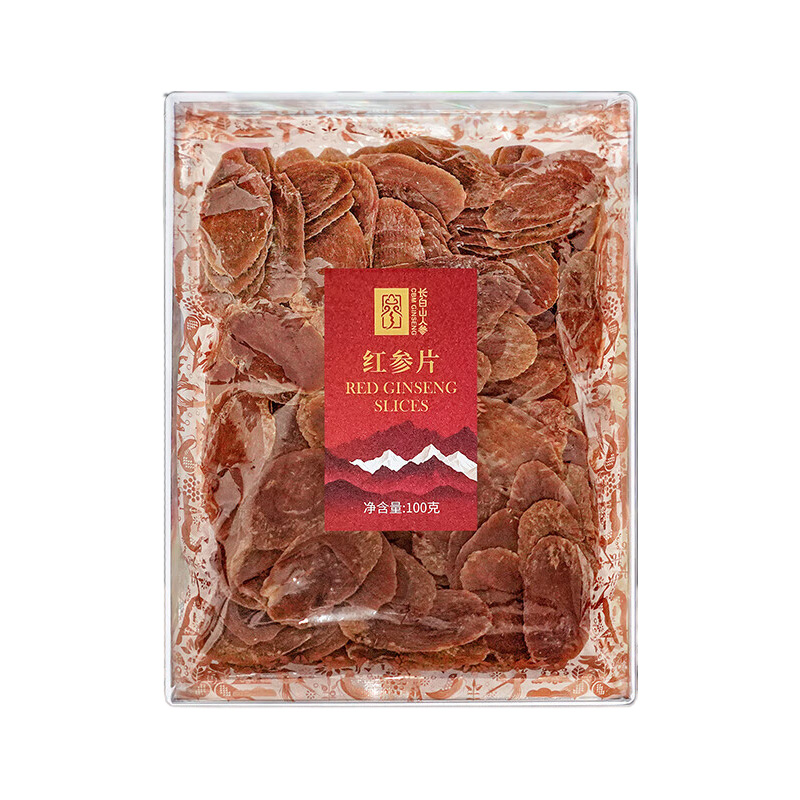 长白山人参红参片浆气饱满参味浓郁2.0亚克力盒100g(包装随机)