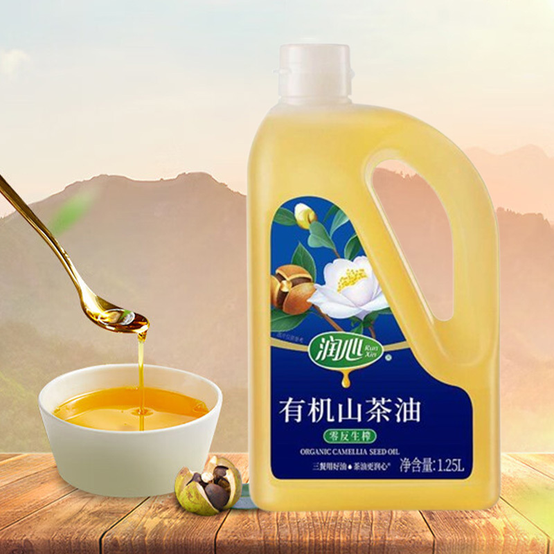 润心山茶油低温冷榨有机零反生榨便携无勾兑无添加1.25L高清大图