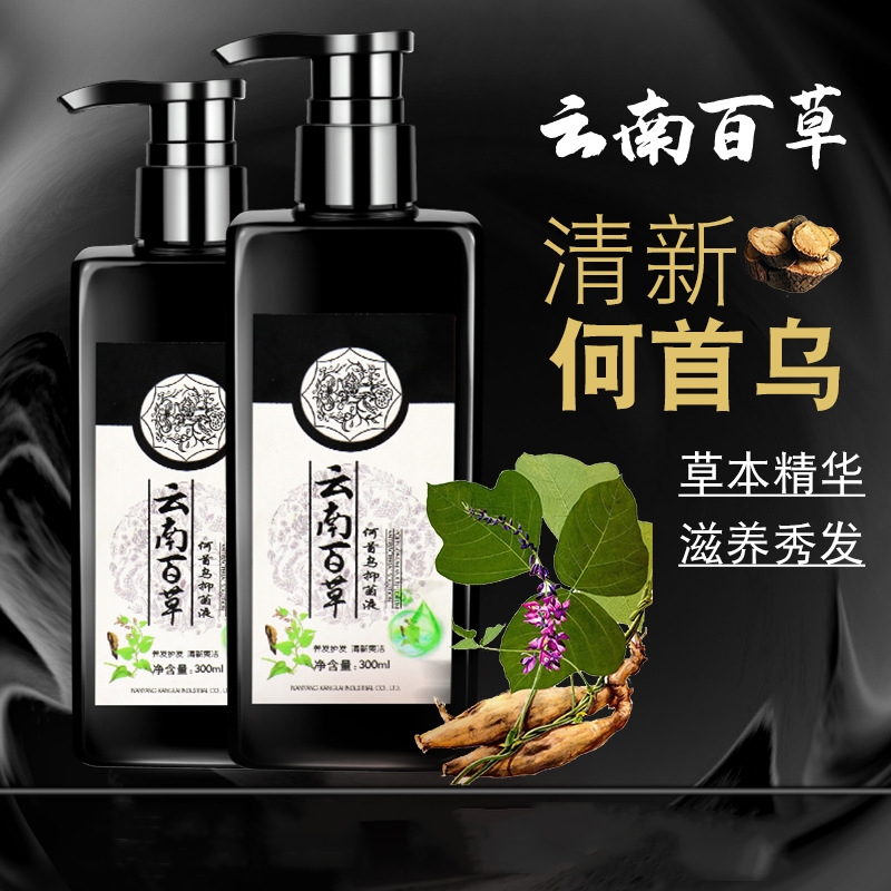 [2瓶]洗发水去屑头部脂溢性毛囊清洁皮肤发用液套装持久留香何首乌生姜艾草洗发露去屑止痒护发素女沐浴乳