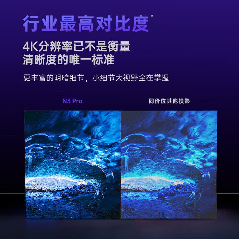 坚果N3 Pro 纯三色激光变焦投影 4K超高清云台投影仪家用影院(3000CVIA+1.9米投百吋大屏)图片