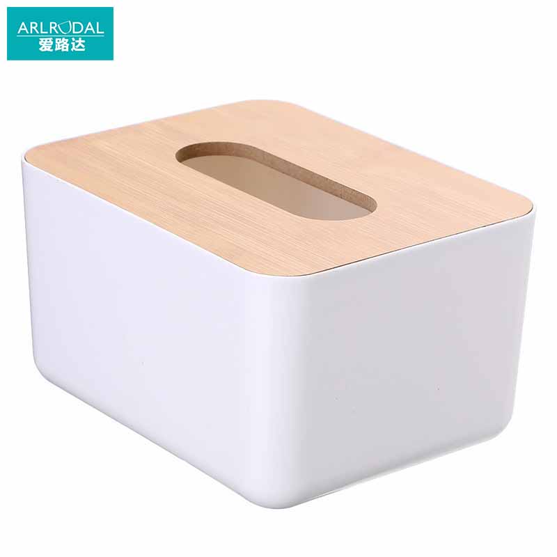 爱路达 收纳盒纸巾盒抽纸盒中号18*12*9.5cm楠竹盖/个高清大图