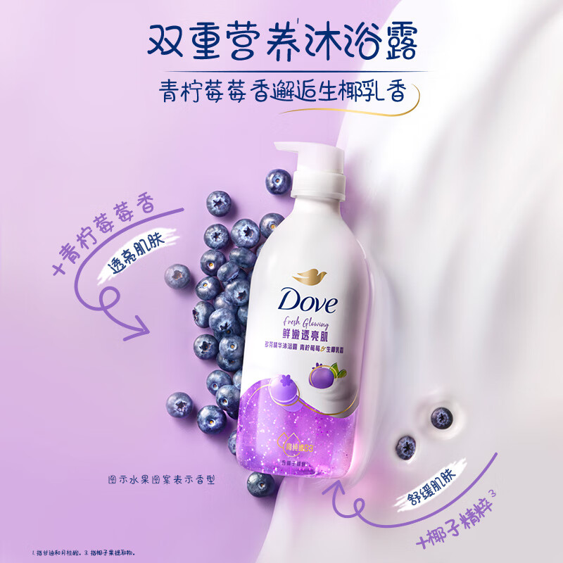 多芬果奶沐浴露补水保湿滋润氨基酸沐浴乳官方正品-青柠蓝莓生椰乳菌 620g高清大图