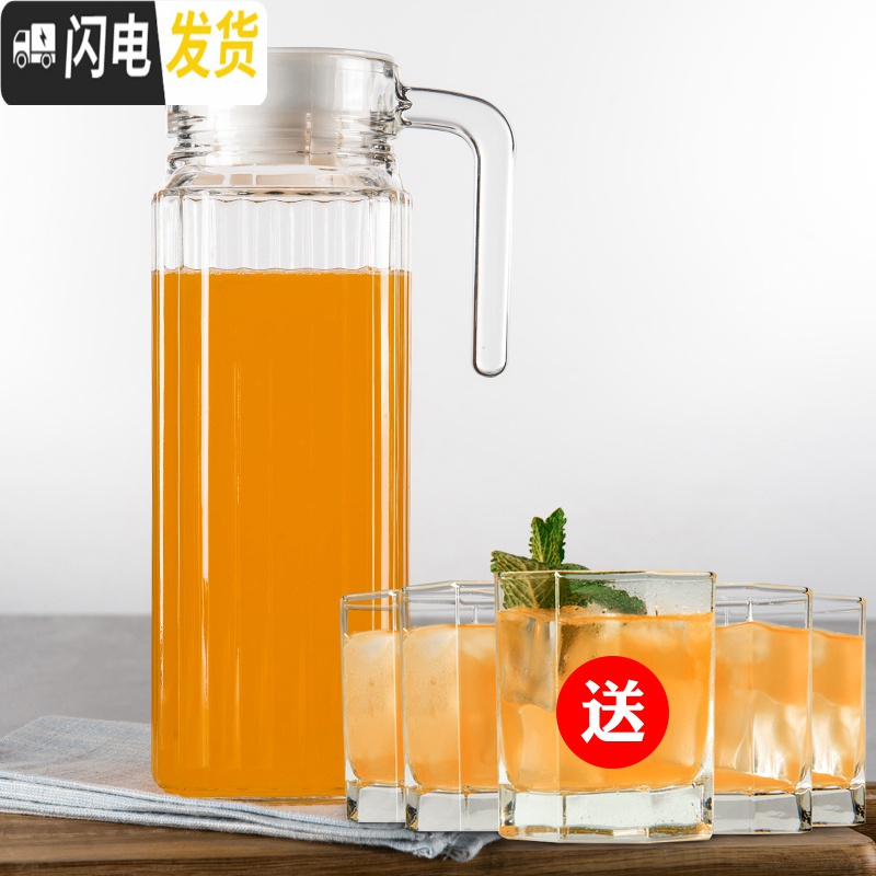 三维工匠耐热凉水壶 玻璃水壶扎壶 可高温冷水壶 大容量茶壶家用饮料凉壶 1100可放冰箱侧门茶具高清大图