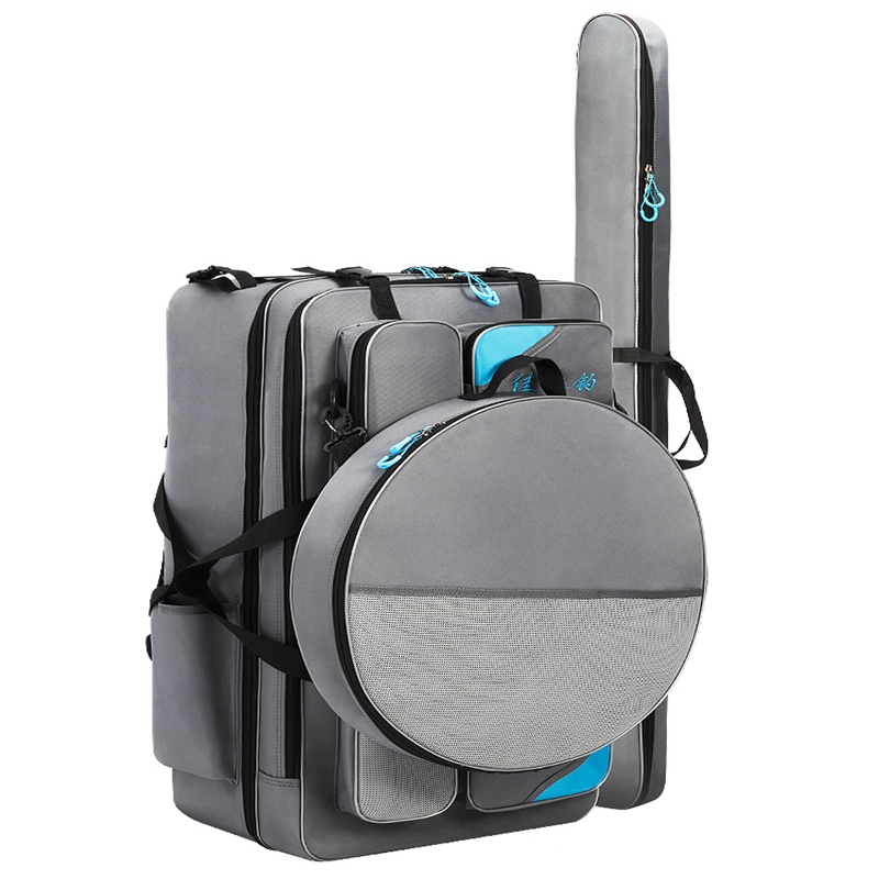 渔具包多功能鱼竿包闪电客便携钓椅背包加厚大肚鱼具鱼包双肩杆包钓鱼