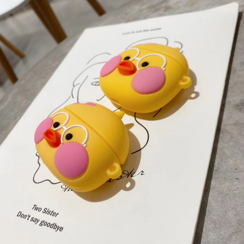 高铭宣 立体玻尿酸鸭AirPods pro保护套1/2代带防丢绳iph Airpods1/2代代大头玻尿酸鸭+搞怪夸张鸭