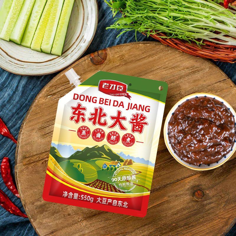 东北大酱黄豆酱550g农家正宗蘸酱菜葱伴侣袋装挤挤装高清大图