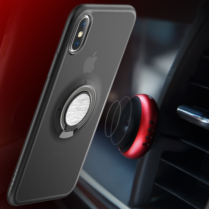 洛克(ROCK)iPhone X/XS 魔卡Pro保护壳 轻薄散热支架款手机保护壳 iPhone X 透黑