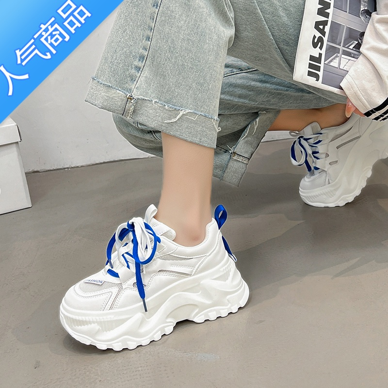 SUNTEK单网厚底老爹鞋女ins潮2023新款透气百搭炸街增高松糕运动鞋