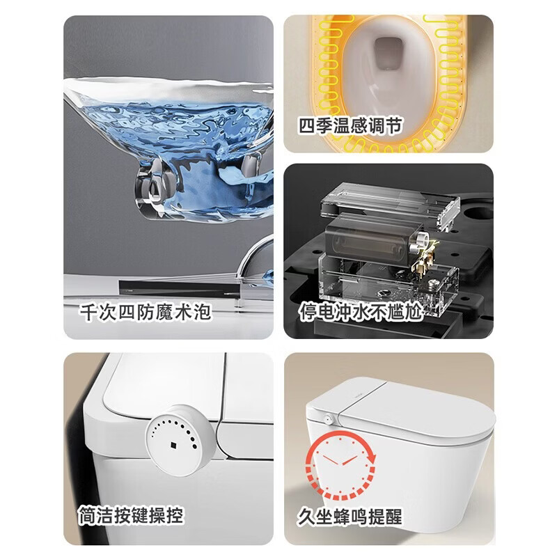 惠达(HUIDA)- ED01-L系列轻智能零水压限制泡沫盾抑菌离座自动冲水座圈加热坐便器高清大图