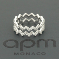 apm MONACO双行Z字形戒指 时尚个性食指戒男女尾戒 法式银指环首饰A17873OX/R17873OX