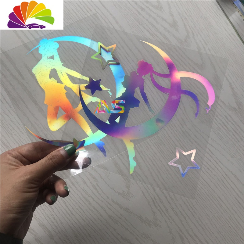 舒适主义AS车贴 美少女战士 遮瑕贴行李箱笔记本贴电脑机箱贴贴纸汽车贴纸 B款15cm闪点镭射