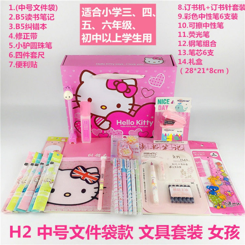 中学生小学生礼盒初中学习用品文具套装生日礼品奖品 h2文件袋男款