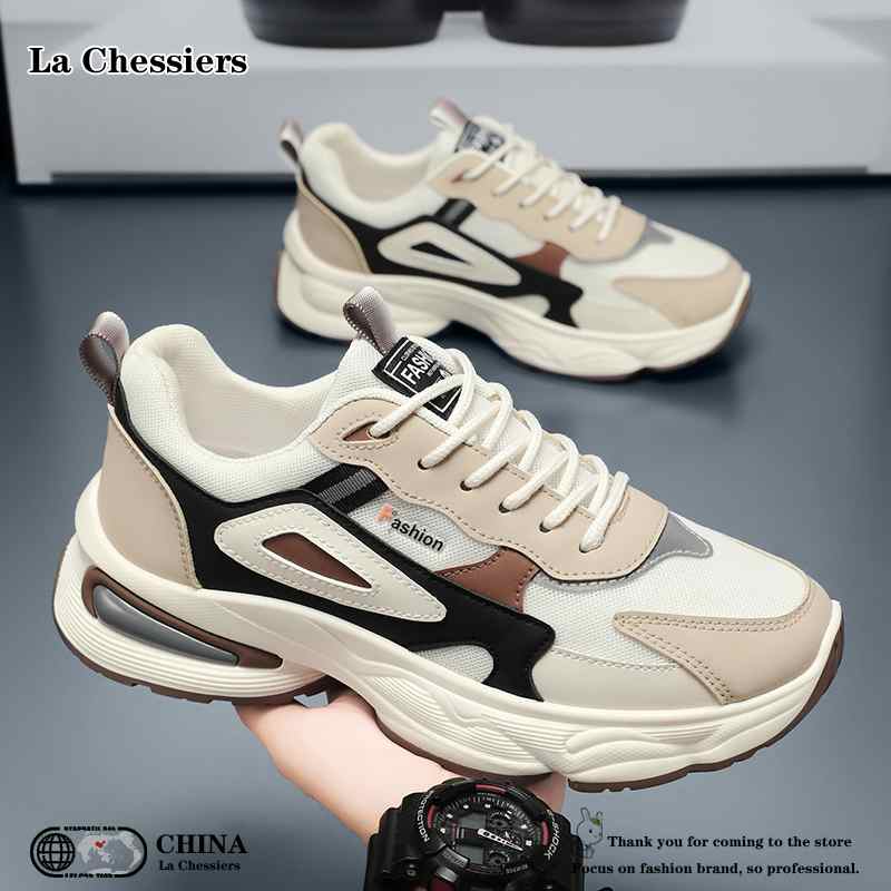 La Chessiers春秋季男鞋新款透气网面青少年运动鞋韩版潮流百搭厚底休闲老爹潮鞋高清大图
