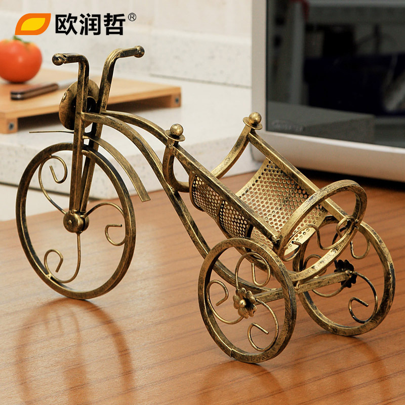 欧润哲(ORANGE) 复古单车造型红酒架餐厅吧台葡萄酒架 酒具家用客厅桌面时尚酒瓶架摆件107733