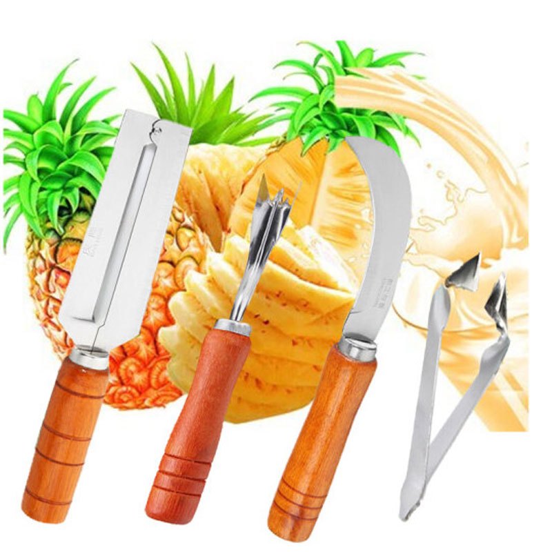 厨格格菠萝削皮刀削菠萝器去眼器挖眼夹菠萝刀甘蔗刨刀4件套