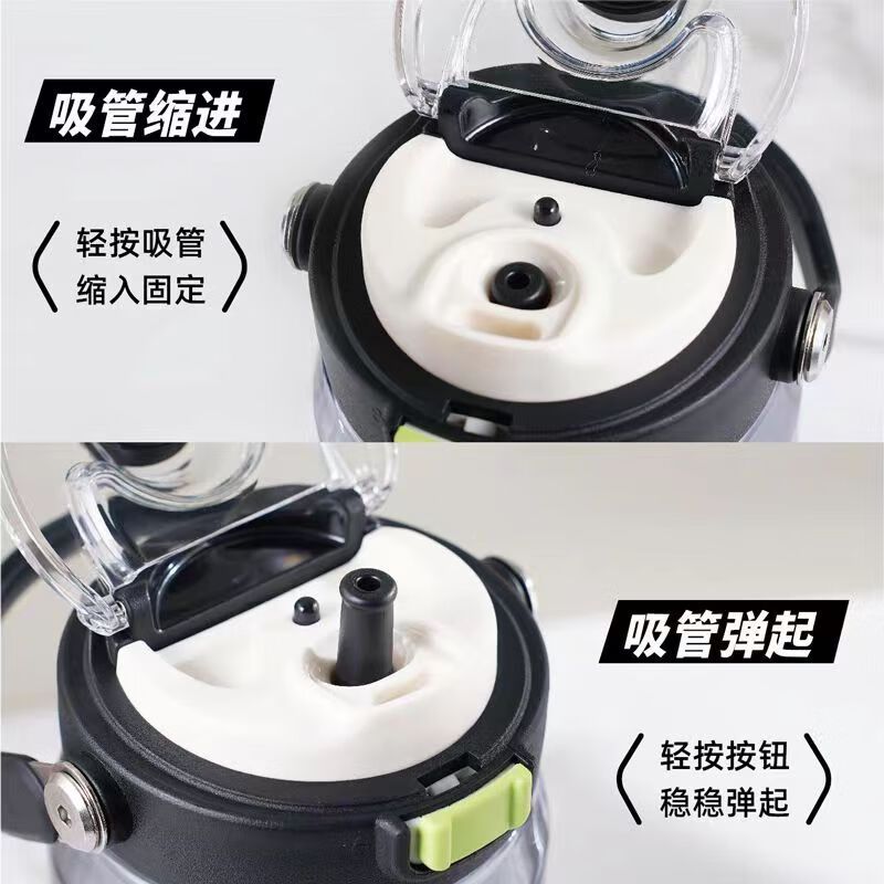 希乐(cille)水杯tritan防摔学生上学成人户外大容量便携高颜值带吸管水壶 XL-2484迪卡蓝色 1.6L 1个