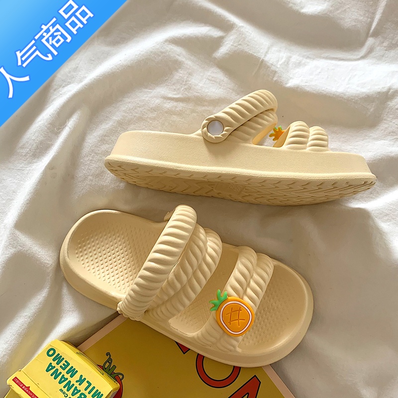 SUNTEK厚底两穿凉鞋女夏季外穿ins少女心百搭踩屎感防滑沙滩凉拖高清大图