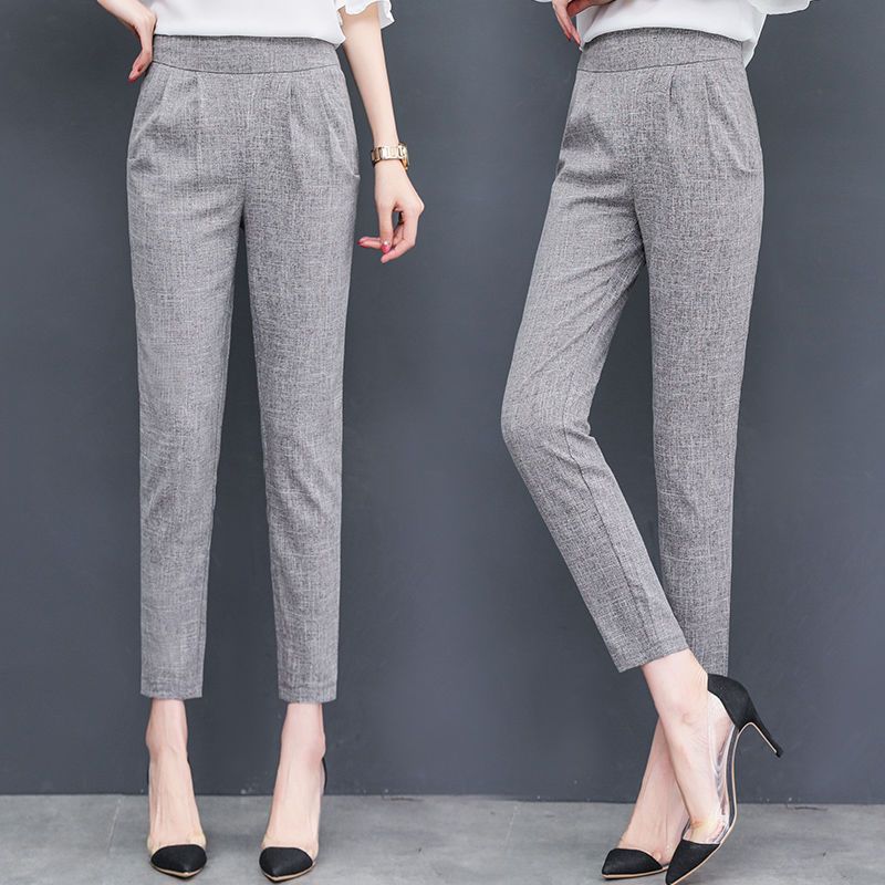 哈伦裤子女夏季薄款新款黑色长裤宽松显瘦九分西裤高腰休闲裤女夏黑色