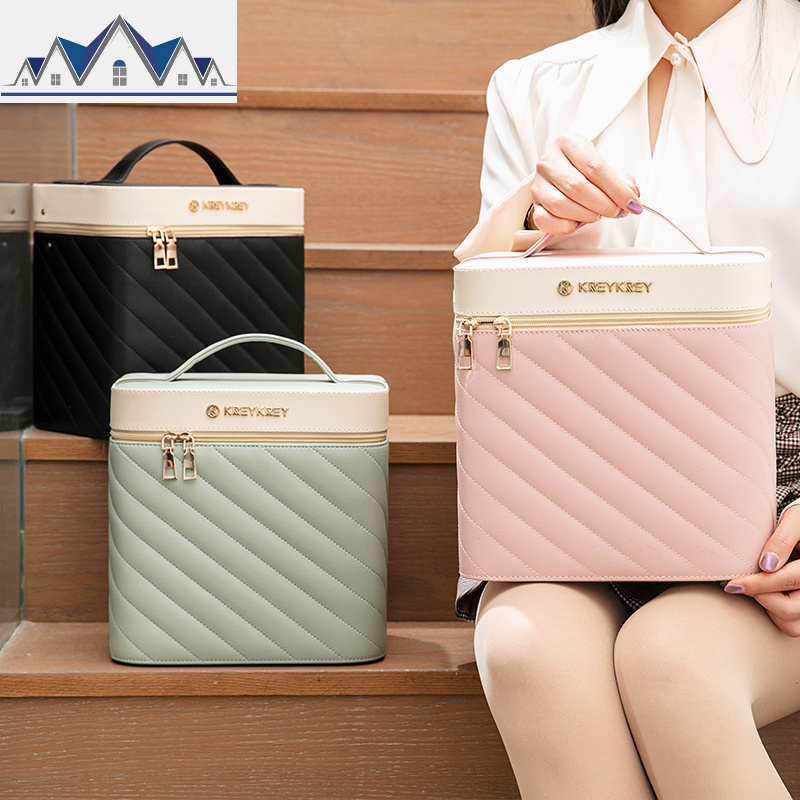 krey化妆包网红大容量ins风化妆品收纳盒女便携多功能手提化妆箱 三维工匠收纳包高清大图