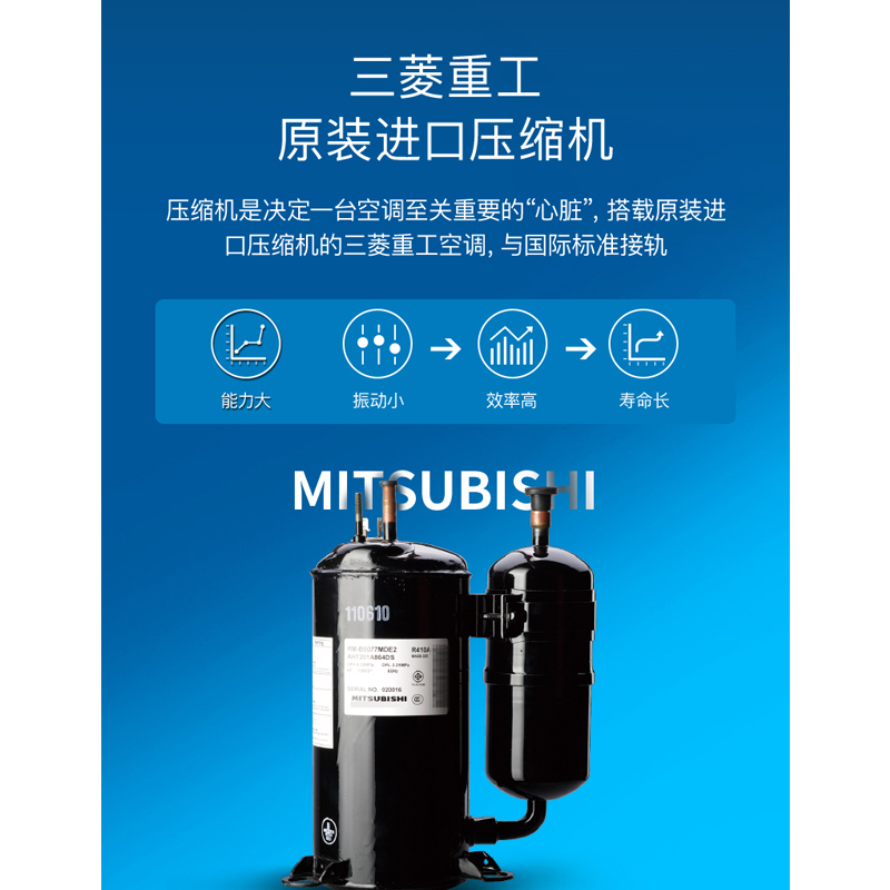 Mitsubishi/三菱重工 1.5匹 新三级全直流变频壁挂式空调 KFR-35GW/TGV5Bp新能效原装进口压缩机
