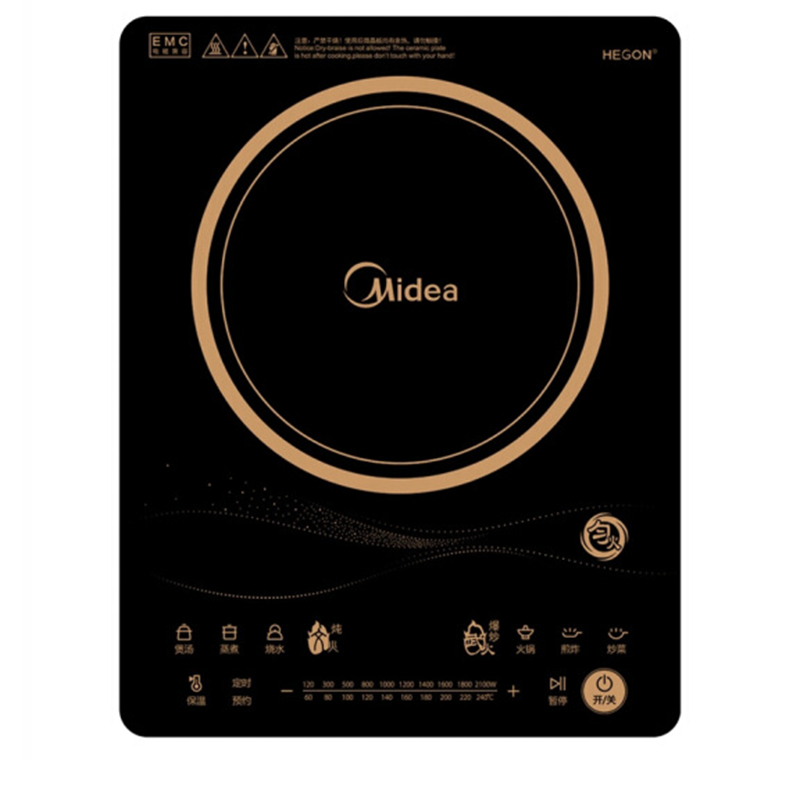 美的(Midea) 电磁炉 家用火锅智能触摸电磁炉灶匀火电池炉汤锅炒锅 C21-RT2170 黑色