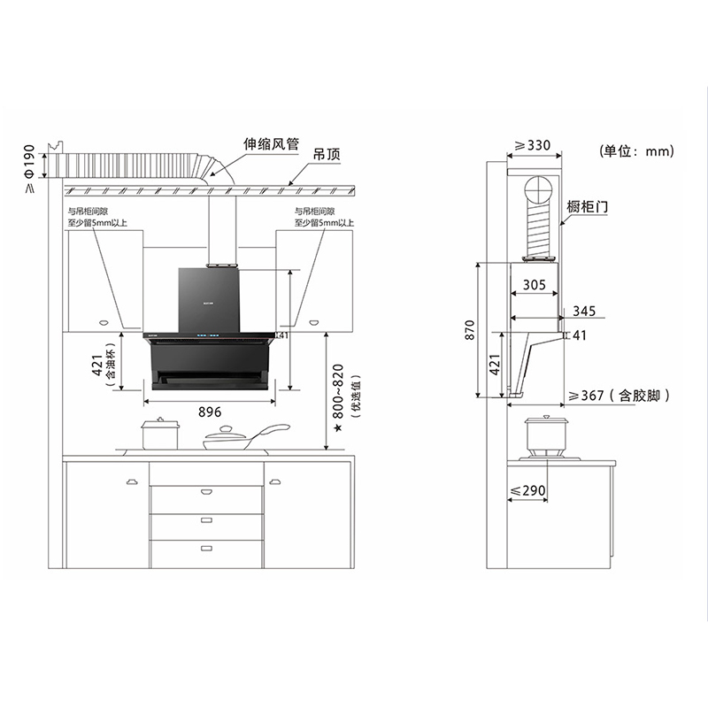 百得(BEST)华帝股份烟灶套装AC36+AQ35 26m³变频顶侧三吸900Pa静压烟灶联动5.0kW液化气高清大图