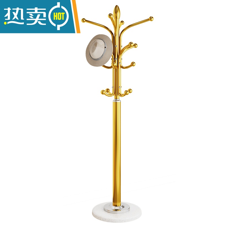 敬平大理石衣帽架落地卧室挂衣架房间立式衣服架子简约现代家用晾衣架 粉色(30厘米理石底盘)高清大图