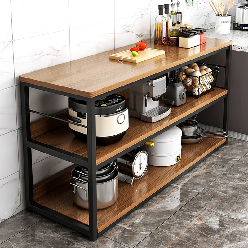 厨房置物架闪电客落地多层家用切菜桌简易锅架储物架多功能微波炉收纳