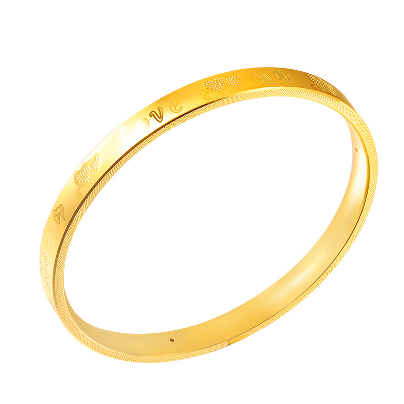 黄金码头5g足金love爱相约手镯女黄金999镯子520情人节送爱人礼物