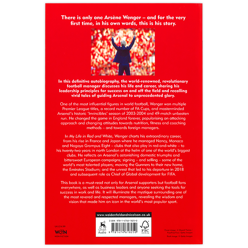 [正版]温格自传 红白人生 英文原版 My Life In Red And White Arsene Wenger 名高清大图
