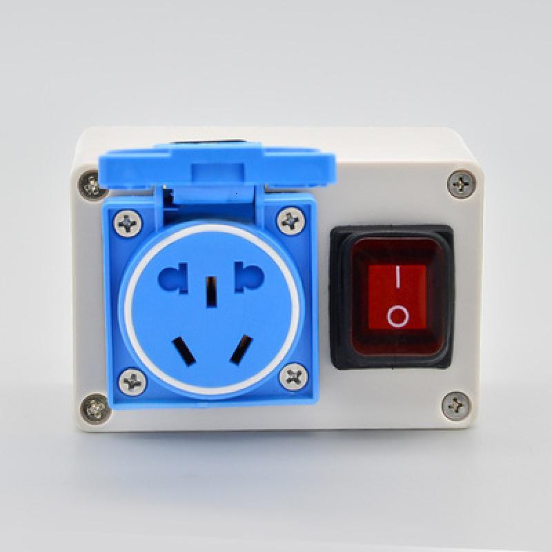 户外防水插座带按钮开关五孔10a220v工业电源插座明装abs视频