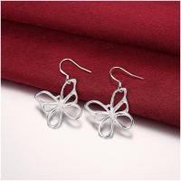 E011Women silver plated earring镀925纯银时尚甜美蝴蝶耳环耳饰