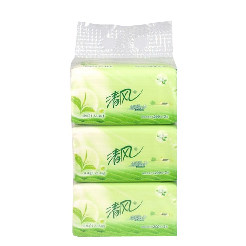 清风绿茶茉香抽取式面巾纸-200抽3包