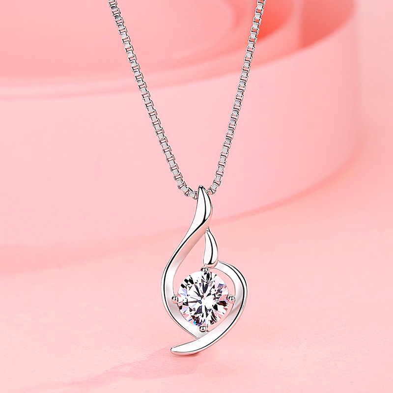 鑫铂尼 银项链女士高级锁骨链七夕情人节生日纪念礼物送闺蜜女友老婆银饰品 柔情似水项链+永生花礼盒