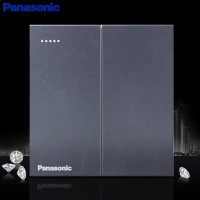 松下(Panasonic)开关插致承系列86型暗装家用无框大面板开关墙壁电源插座86型一位单3位双荧光灯开关云碳灰 致承云碳灰 二位多控带荧光