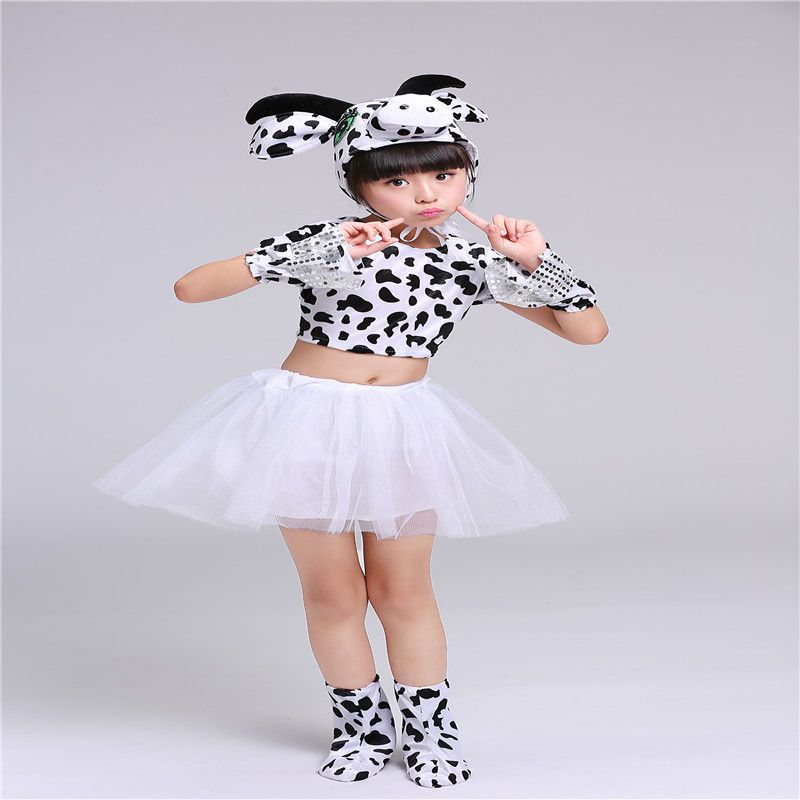 儿童小奶牛动物服演出服幼儿园舞蹈牛奶歌牧场小乖乖奶牛表演服装