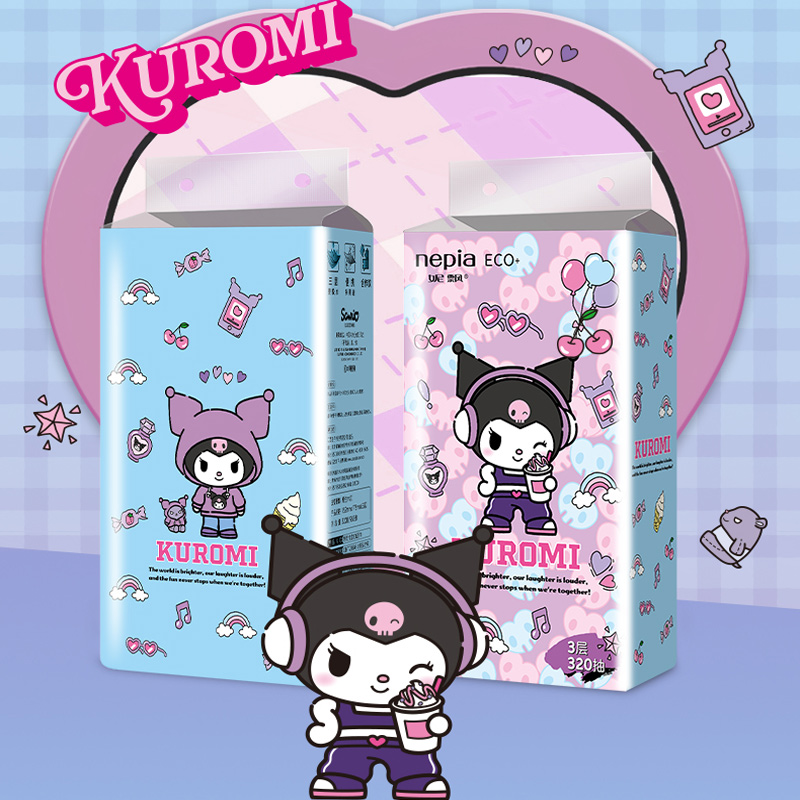 妮飘库洛米悬挂式抽纸餐巾纸卫生纸6提底部抽纸厕纸纸巾家用整箱实惠装高清大图