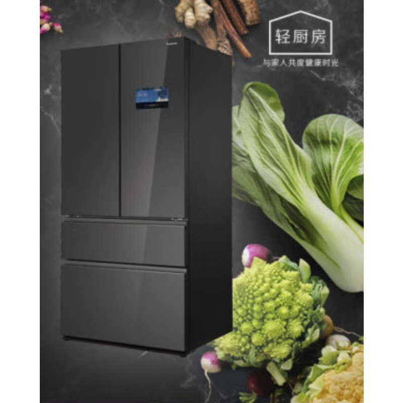 松下(Panasonic)NR-W621TF-XM 618升法式多门冰箱 风冷无霜宽带变温镜面玻璃 智慧大屏触控 玛瑙黑