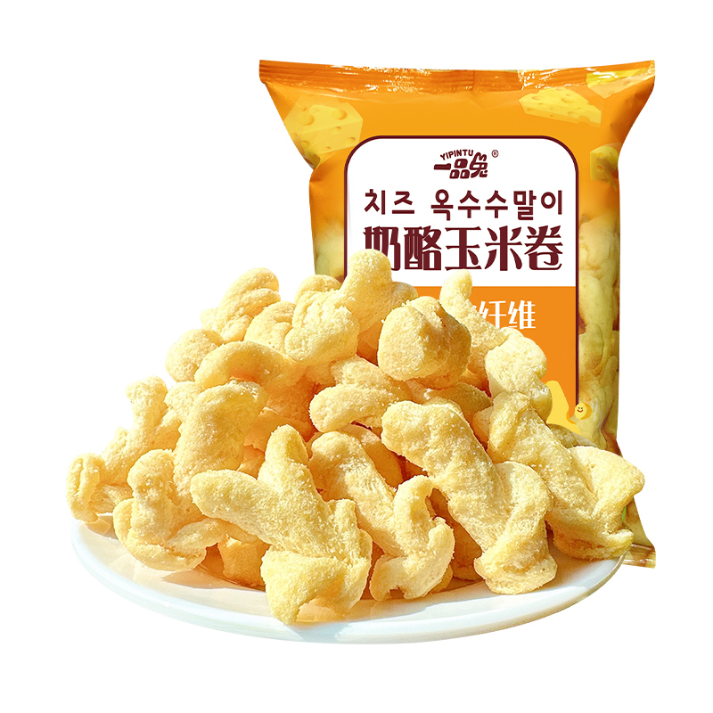 一品兔奶酪玉米卷50g/袋非油炸开袋即食休闲零食芝士浓郁颗颗饱满