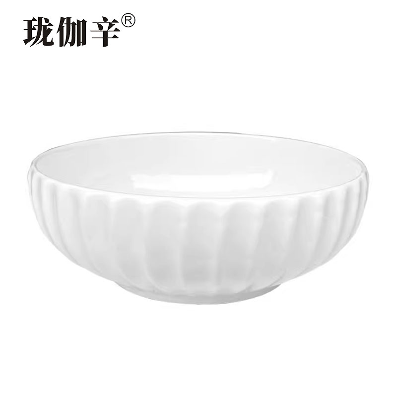 珑伽辛 白色陶瓷大汤碗 南瓜碗 12英寸/个高清大图